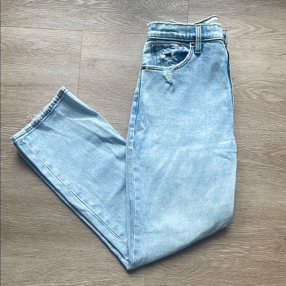 Light Blue Distressed Curve Love Abercrombie Jeans